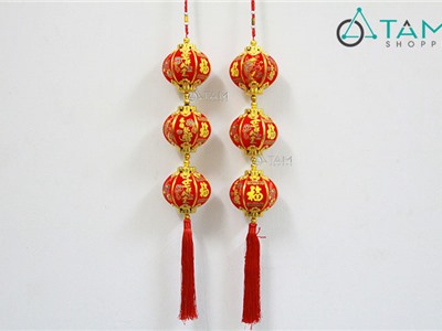 Dây treo Tết lồng đèn vải nhung tròn số 51 (70cm)